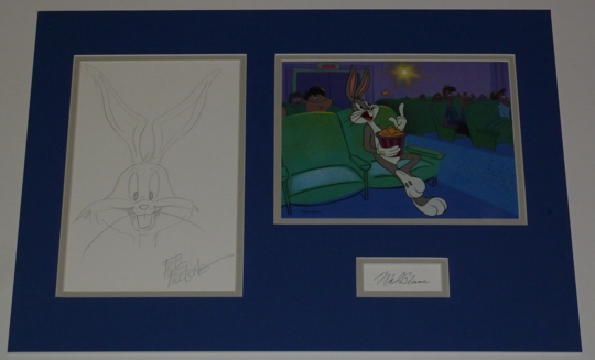 Friz Freleng & Mel Blanc Signed Bugs Bunny Sericel Display