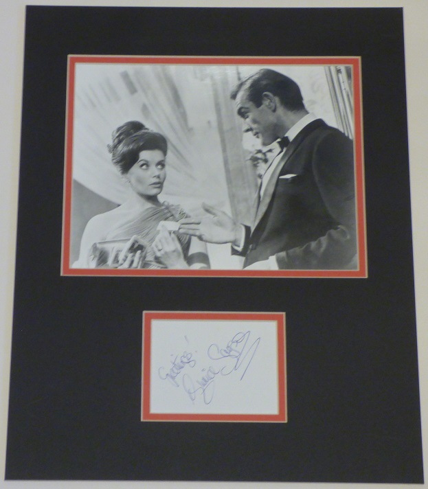 Eunice Gayson Signed Sylvia Trench Display