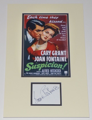 Joan Fontaine Signed Hitchcock's Suspicion Display